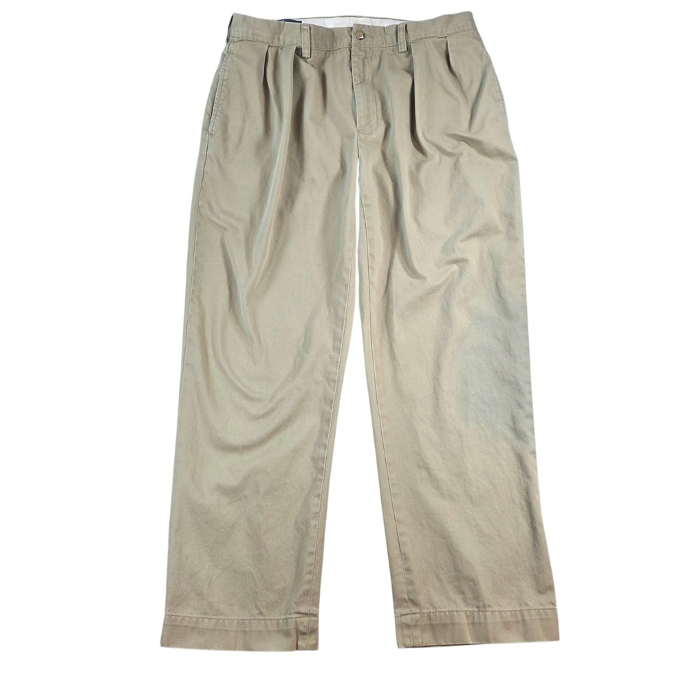 Polo Ralph Lauren Ethan Pant Pleated Chino Khaki Tan 35 Mens Classic Heritage